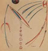 Moisès Villèlia, 'Untitled', 1962 colored pencils and ink on paper 20,3 x 19 cm 