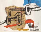 Le Corbusier, "Corde et verres", 1954, collage, guaix i carbonet sobre paper 48 x 62 cm