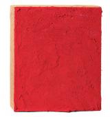 Teo Soriano, "Rojo de cadmio", 2008 pigment sobre tela sobre fusta 27 x 22 x 4 cm.