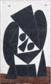 M.Ángeles Ortiz, "Mujer triangular", 1980 oil on blackboard 27 x 16 cm.