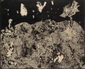 Jean Dubuffet, "Paysage aux nuages tachetés", 1955 tinta sobre paper 50 x 62,5 cm.