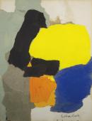 Esteban Vicente, "Collage with Yellow, Blue and Orange", 1963 collage,papel y carboncillo sobre cartón 69,5 x 53,5 cm (Col. Museo de Arte Contemporáneo Esteban Vicente, Segovia)