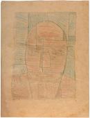Joaquín Torres-García, "Cabeza constructiva", c.1940 lápices de colores sobre papel 19,3 x 14,6 cm