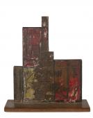 Torres-García, "Constructivo con hombre y objeto", 1930 oil on wood 39 x 34,5 x 9 cm 