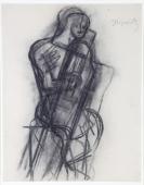 Jacques Lipchitz "Study for a Statue (The Musician)", 1917 carbonet sobre paper 32,4 x 25,4 cm.