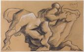 Jacques Lipchitz, "Theseus and the Minotaur", 1943 charcoal on paper 35,6 x 54,6 cm.
