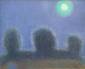 Manuel Ángeles Ortiz, "Paissatge nocturn lluna plena", 1977 oli sobre tela 100 x 81 cm.