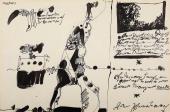 Manolo Millares, "Animales del desierto", 1969 ink on paper 35 x 50 cm
