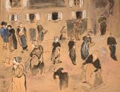 Max Jacob 'Le marché à Douarnenez'  1919 tinta i guaix sobre paper 28 x 36 cm
