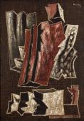 Alberto Magnelli, "Pierres nº 4G", 1933 tempera and thread on canvas 125 x 86 cm.