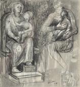 Henry Moore, "Madonna and child studies", 1943 ceras, tinta y carboncillo sobre papel 19,1 x 17,5 cm