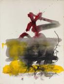 Antoni Tàpies, "Maqueta de una de las litografías del álbum 'Als mestres de Catalunya'", 1974 pintura y lápiz graso sobre papel 78 x 60,5 cm