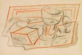 Juan Gris, "Verre, pipe et boites", 1924, sanguina i carbonet sobre paper, 25,7 x 31,4 cm 