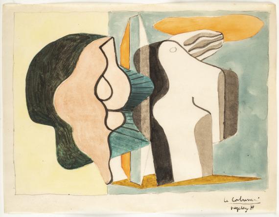 Le Corbusier, "Composition surréaliste. Coquillage et racine", 1939 tinta i aquarel·la sobre paper 20,4 x 26,6 cm