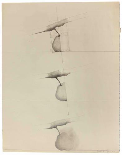 Hernández Pijuan, 'Tres pomes-2' 1970 llapis i aquarel·la sobre paper Arches 64,1 x 49,9 cm