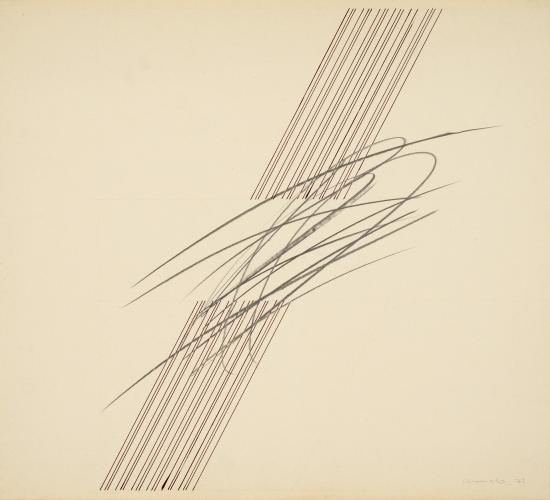 Joaquim Chancho, '19 diagonals' 1971 vinílico y lápiz sobre papel  50,5 x 55,5 cm